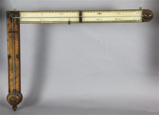 Samuel Lainton of Halifax. An early Victorian mahogany signpost barometer, W.3ft 10in. H.3ft